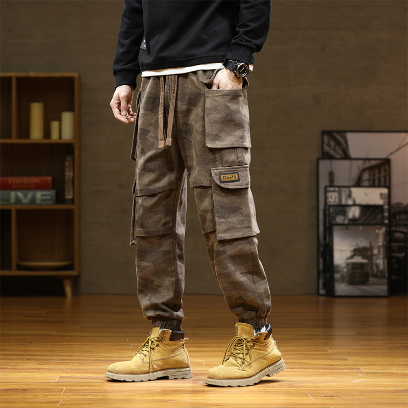 Men's Camouflage Cotton Casual Pants with Adjustable Ankles