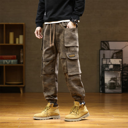 Men's Camouflage Cotton Casual Pants with Adjustable Ankles