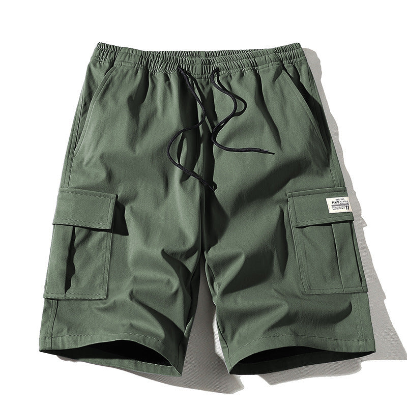 Men's Cargo Shorts with Drawstring Waist and Multi-Pockets