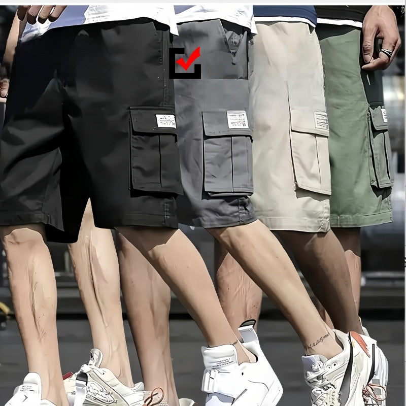 Men's Cargo Shorts with Drawstring Waist and Multi-Pockets