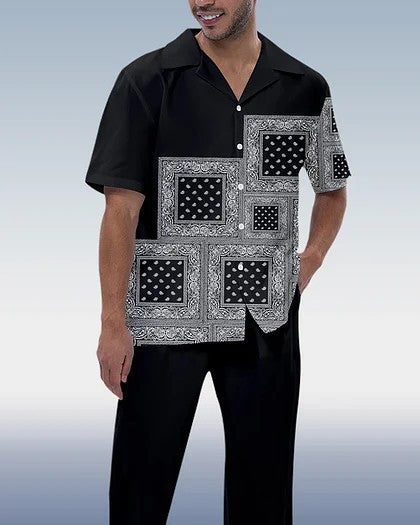Men's Casual 3D Printed Shirt and Trousers Suit