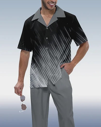 Men's Casual 3D Printed Shirt and Trousers Suit