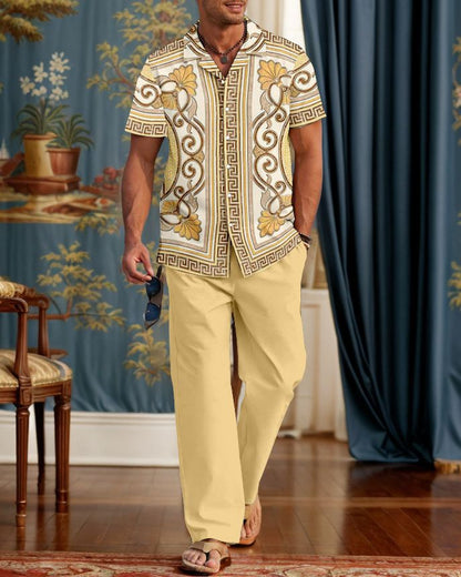 Men's Casual 3D Printed Shirt and Trousers Suit