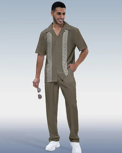 Men's Casual 3D Printed Shirt and Trousers Suit