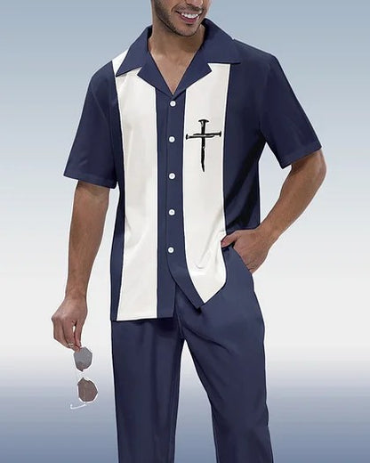 Men's Casual 3D Printed Shirt and Trousers Suit