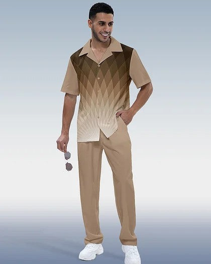 Men's Casual 3D Printed Shirt and Trousers Suit