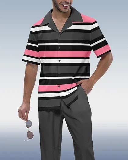 Men's Casual 3D Printed Shirt and Trousers Suit
