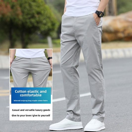 Men's Casual Cotton Stretch Straight-Leg Pants