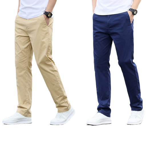 Men's Casual Cotton Stretch Straight-Leg Pants