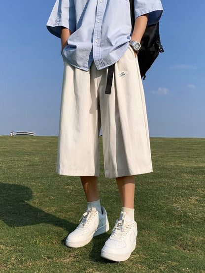 Men's Casual Cropped Straight Leg Pants