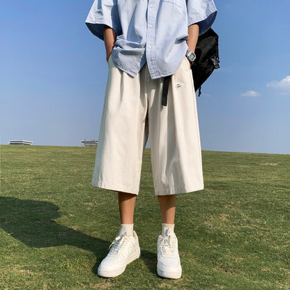 Men's Casual Cropped Straight Leg Pants