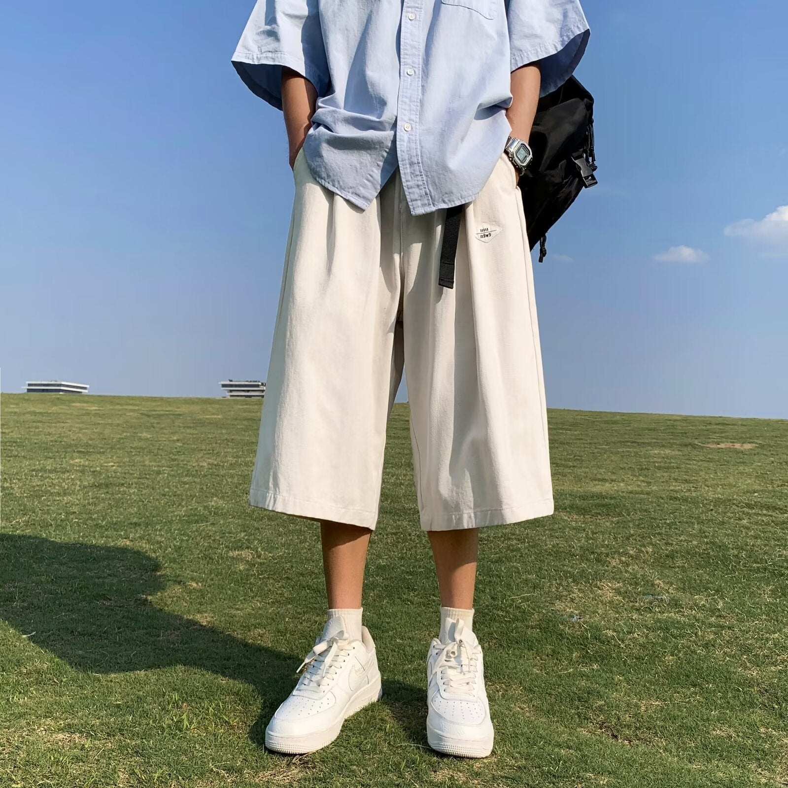 Men's Casual Cropped Straight Leg Pants