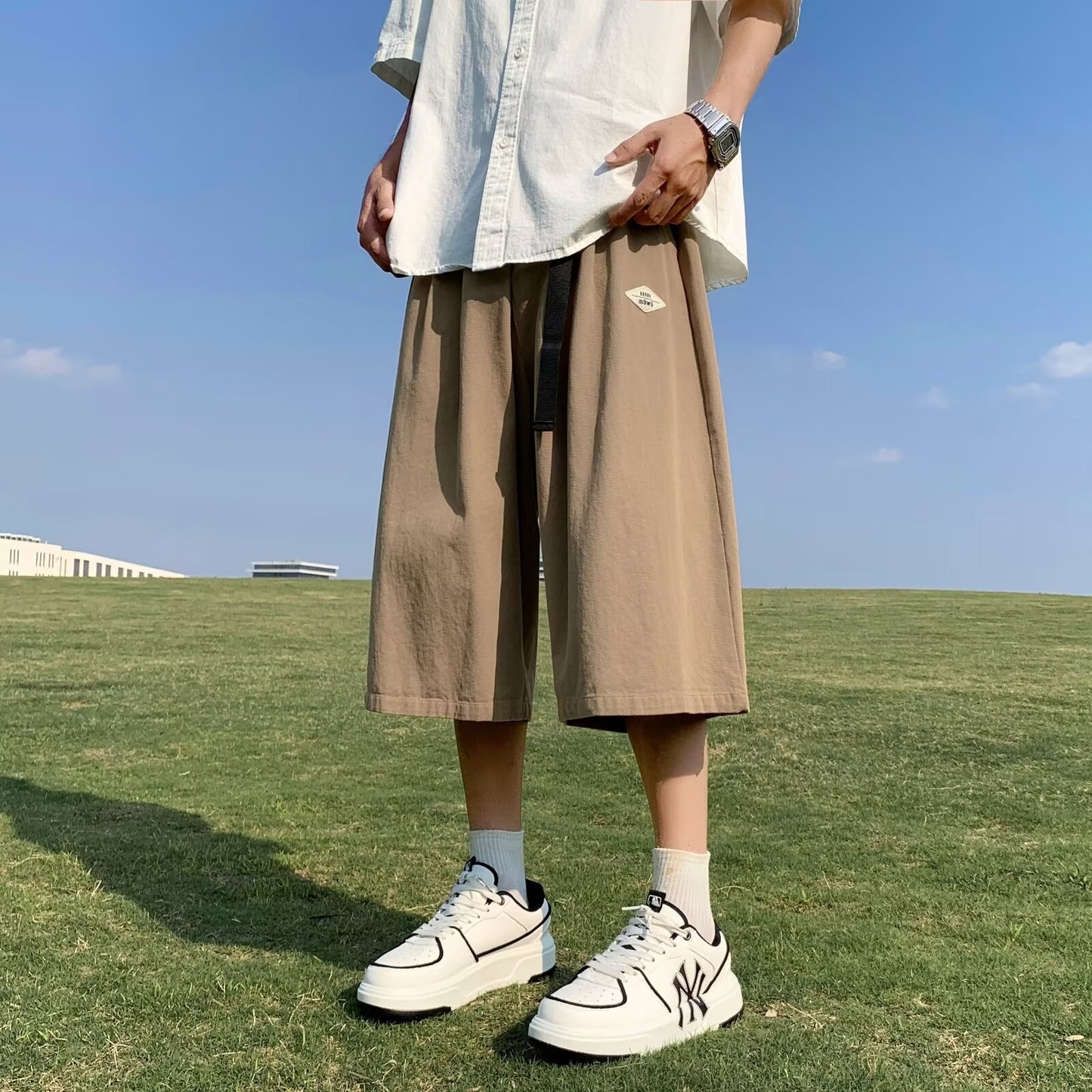 Men's Casual Cropped Straight Leg Pants