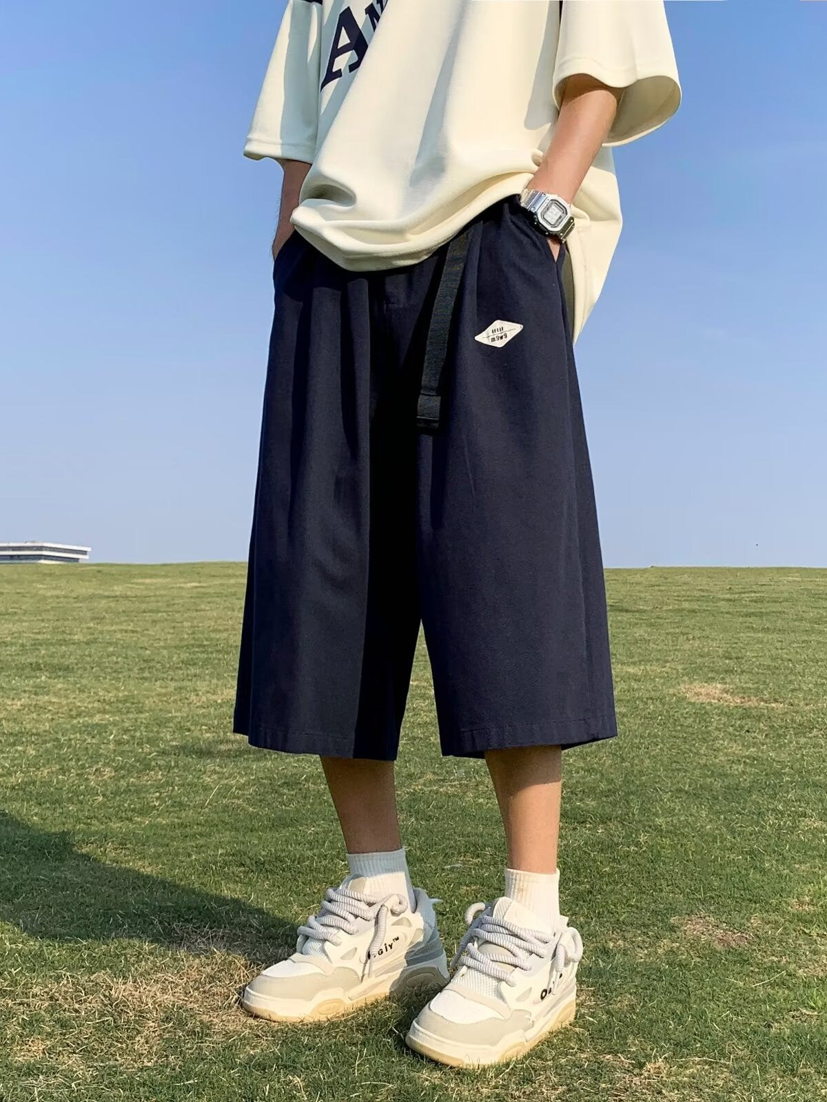 Men's Casual Cropped Straight Leg Pants