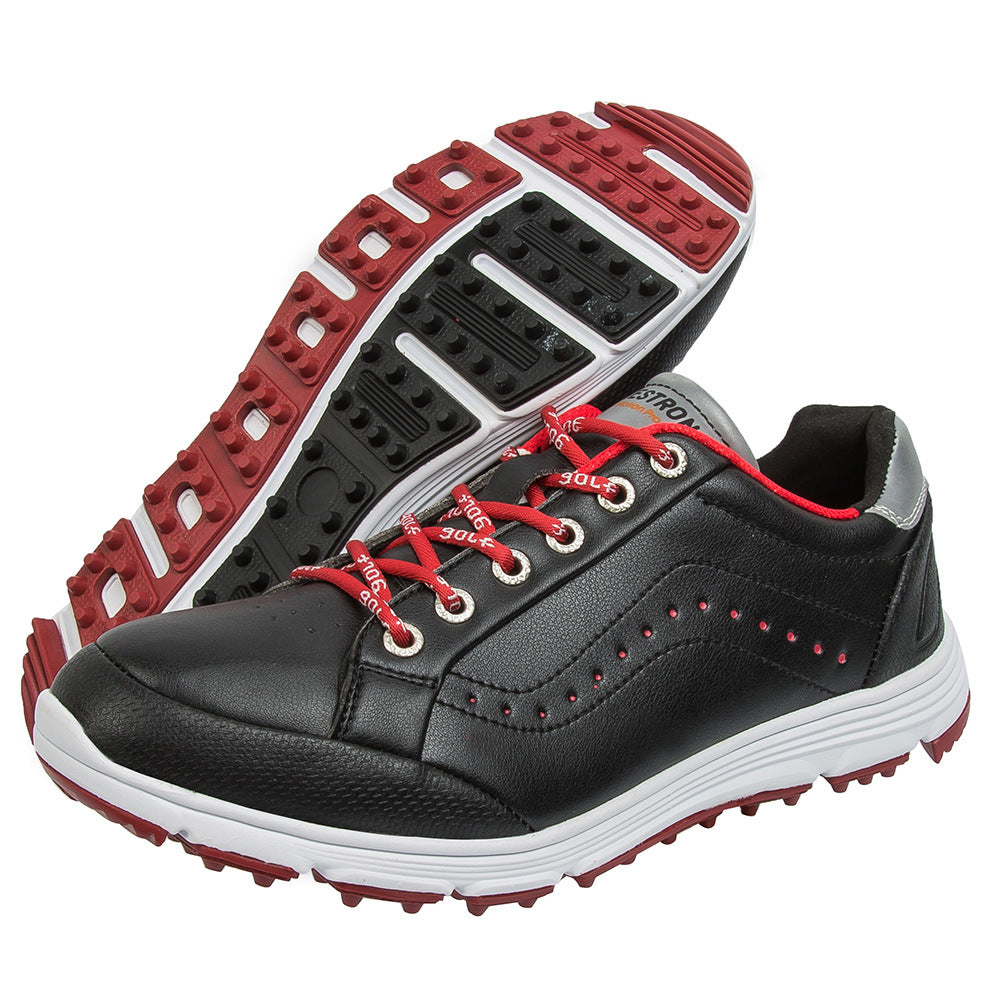 Men's Casual Golf Shoes with Fixed Spikes and Breathable Design