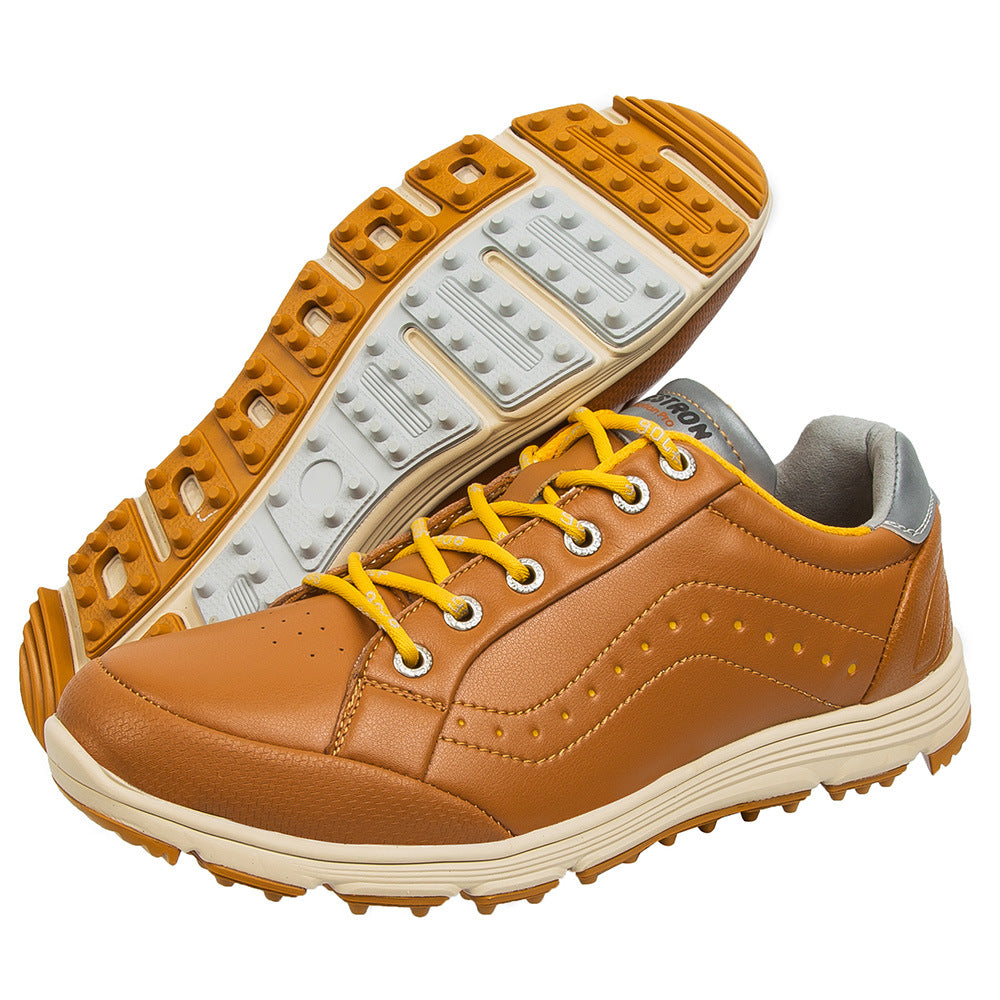 Men's Casual Golf Shoes with Fixed Spikes and Breathable Design