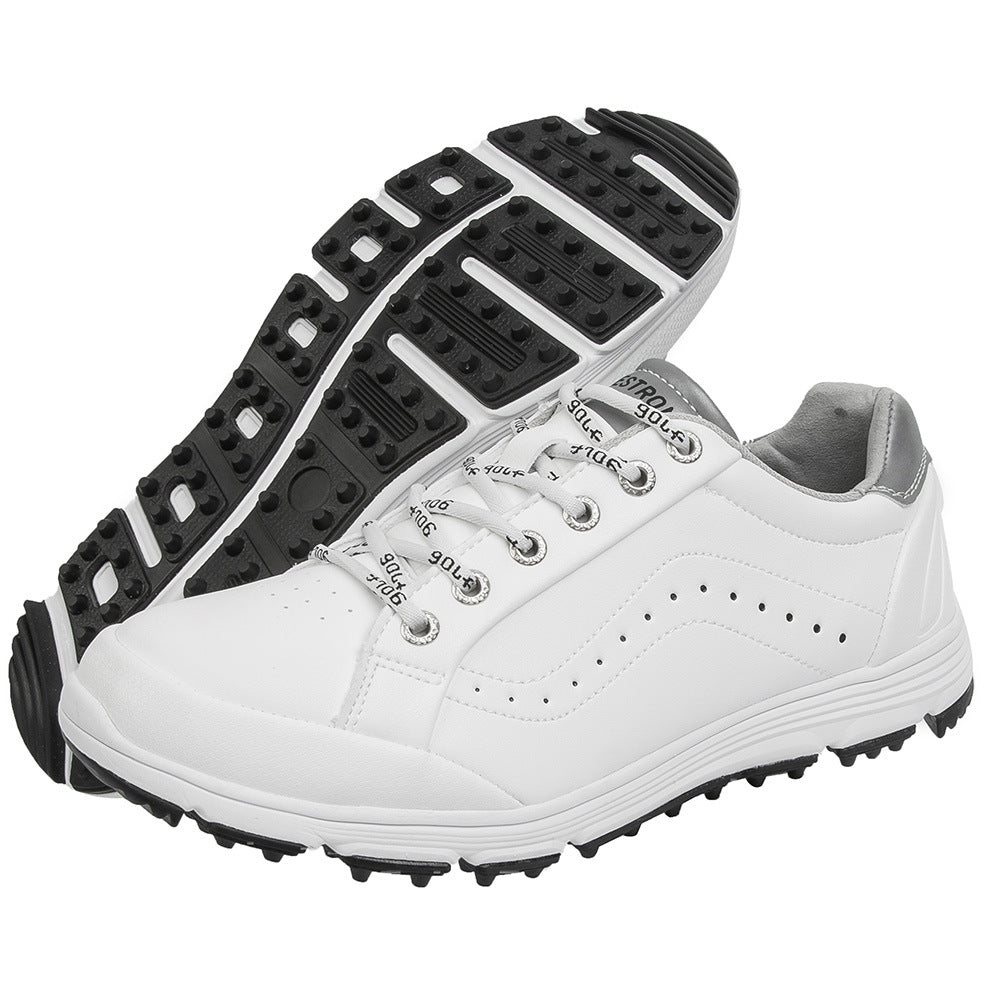 Men's Casual Golf Shoes with Fixed Spikes and Breathable Design