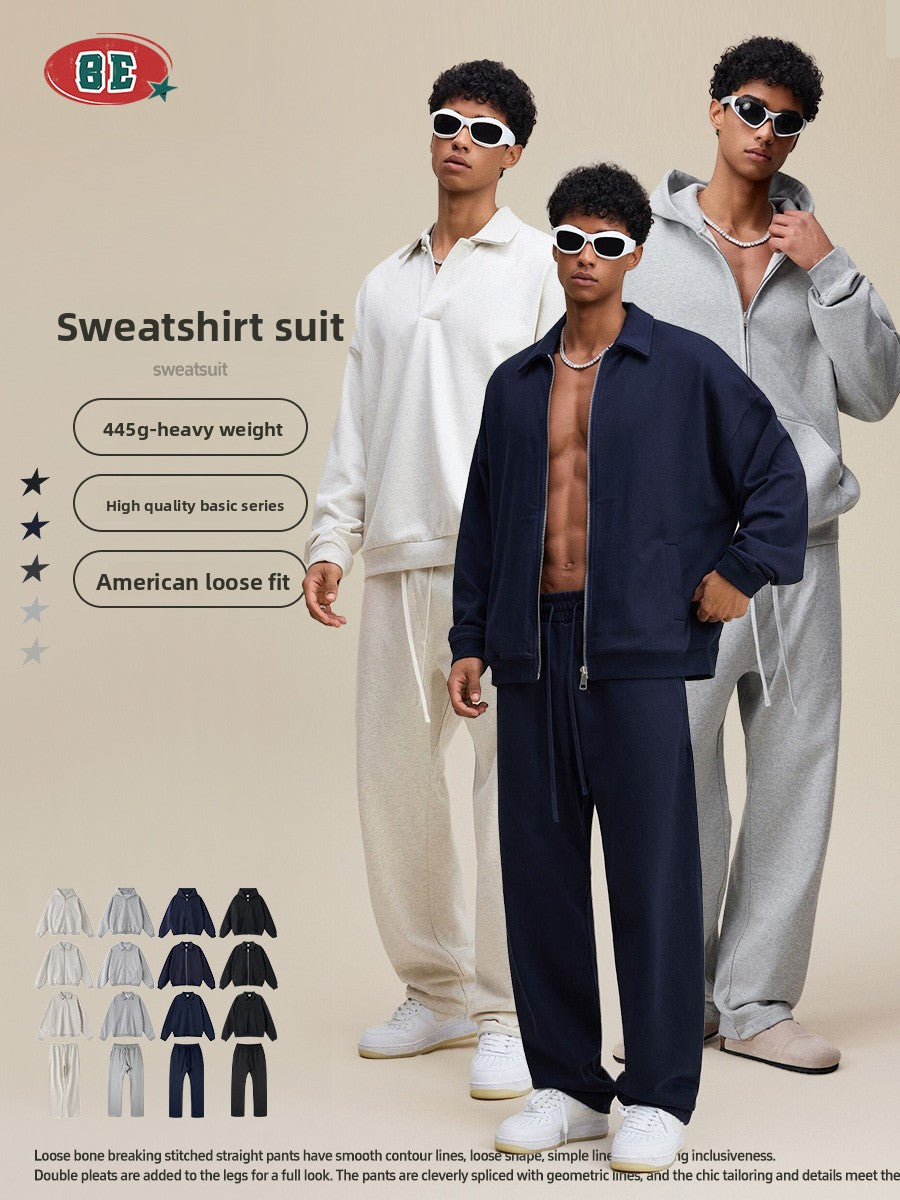 Men's Casual Hooded Sweatshirt and Sweatpants Set