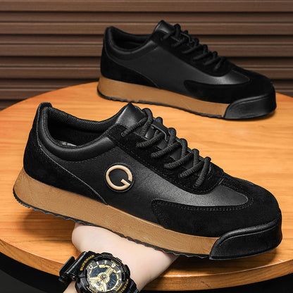 Men's Casual Leather Lace-Up Sneakers