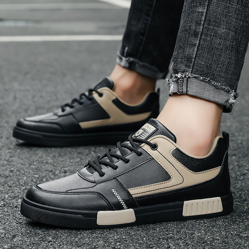 Men's Casual Leather Panel Low-top Sneakers