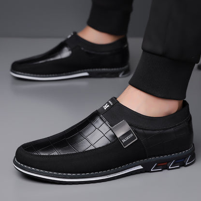Men's Casual Leather Shoes with Elastic Band