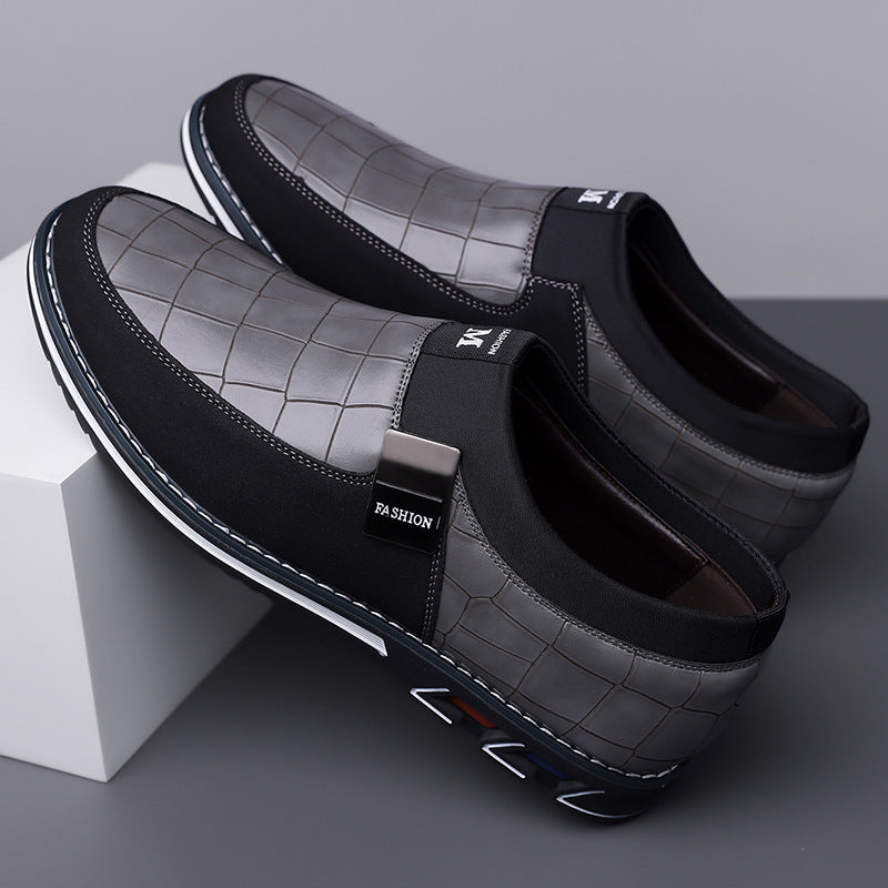 Men's Casual Leather Shoes with Elastic Band