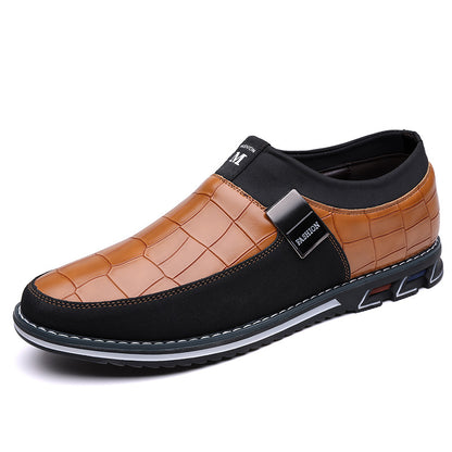Men's Casual Leather Shoes with Elastic Band