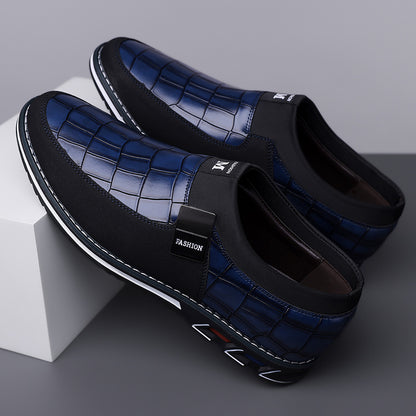 Men's Casual Leather Shoes with Elastic Band