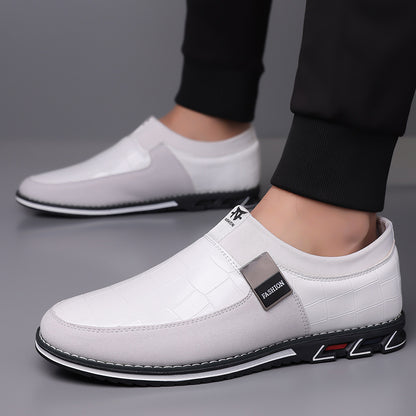 Men's Casual Leather Shoes with Elastic Band
