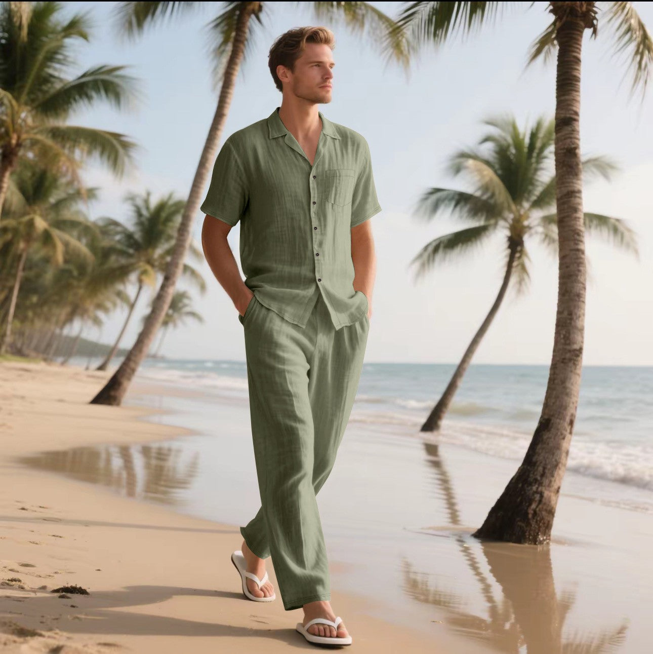 Men's Casual Linen Short-Sleeved Shirt