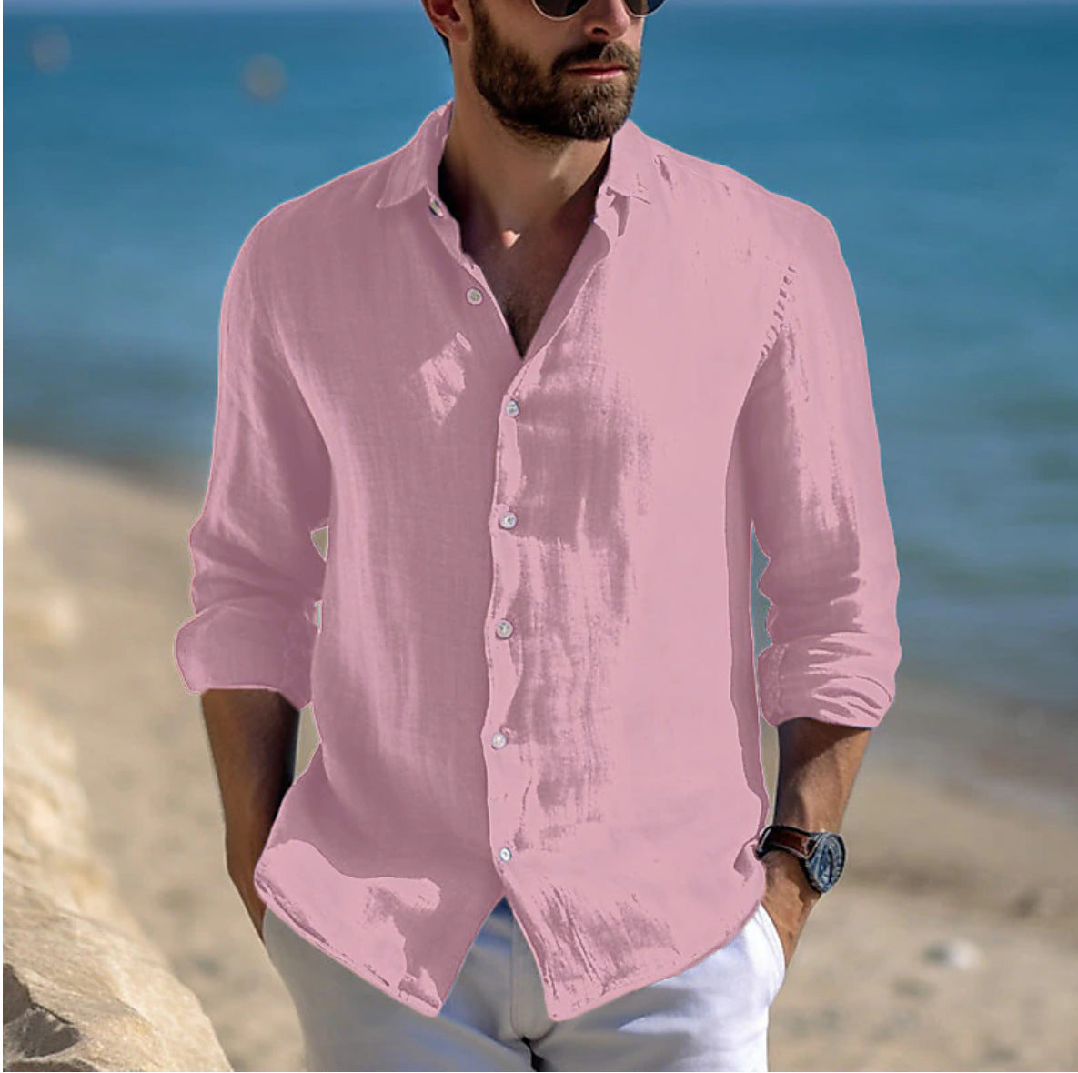 Men's Casual Long Sleeve Button Shirt