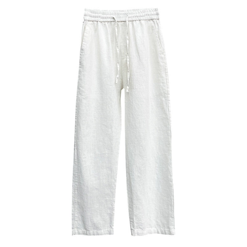 Men's Casual Ramie Wide-Leg Straight Pants
