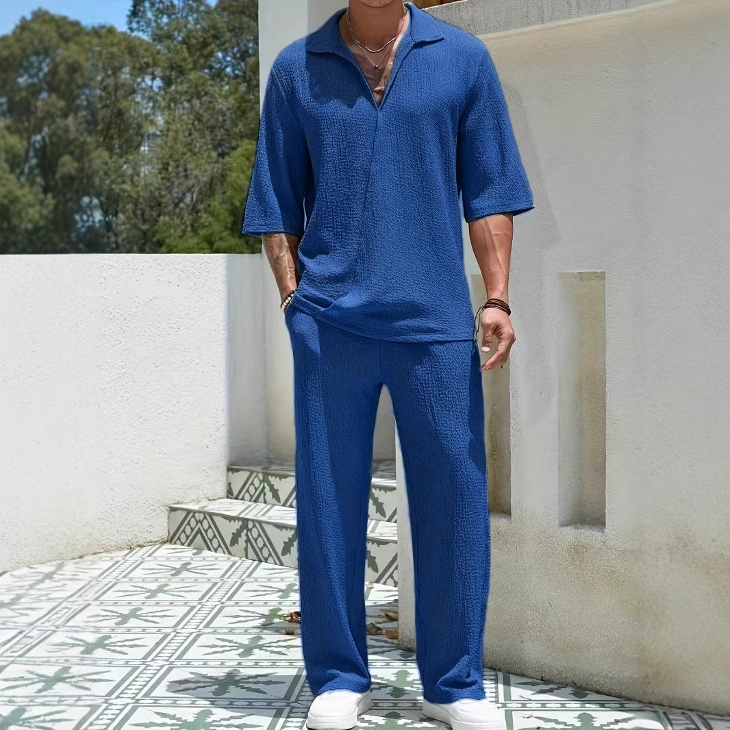 Men's Casual Shirt and Pants Set