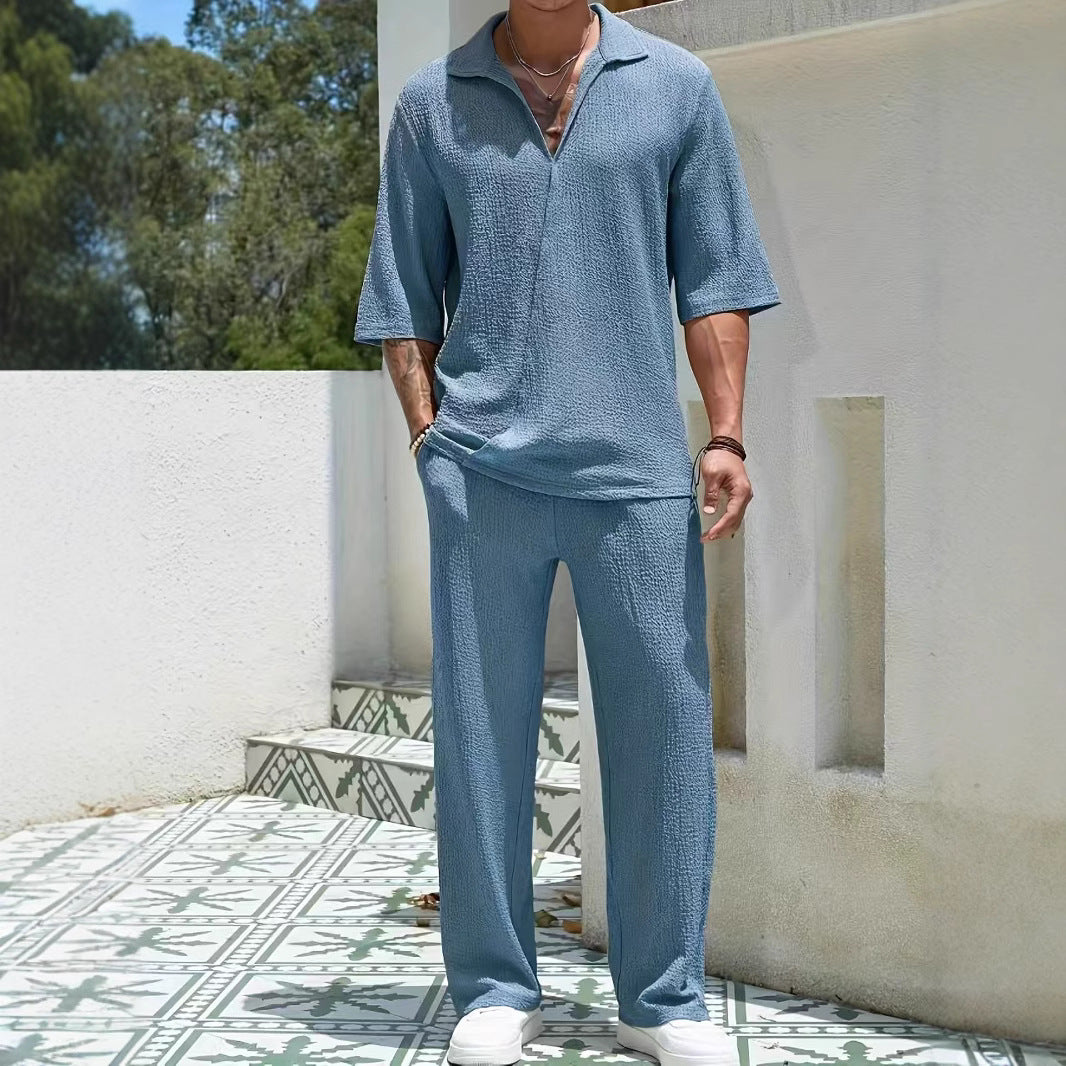 Men's Casual Shirt and Pants Set