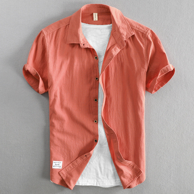 Men's Casual Short Sleeve Cotton Shirt