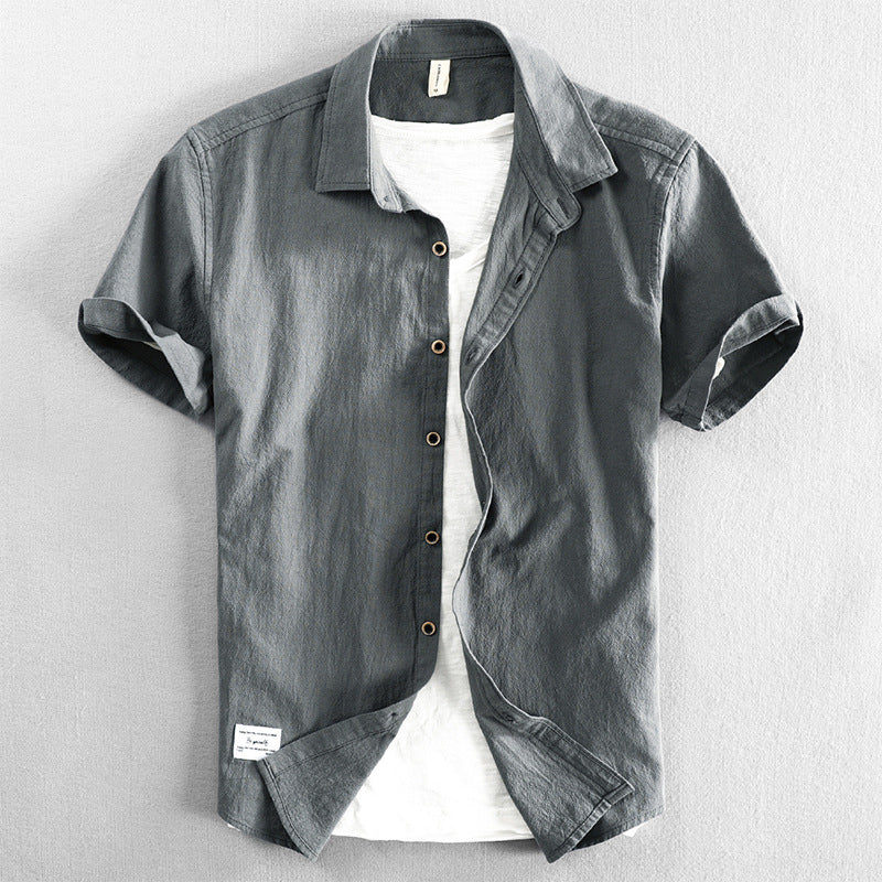 Men's Casual Short Sleeve Cotton Shirt
