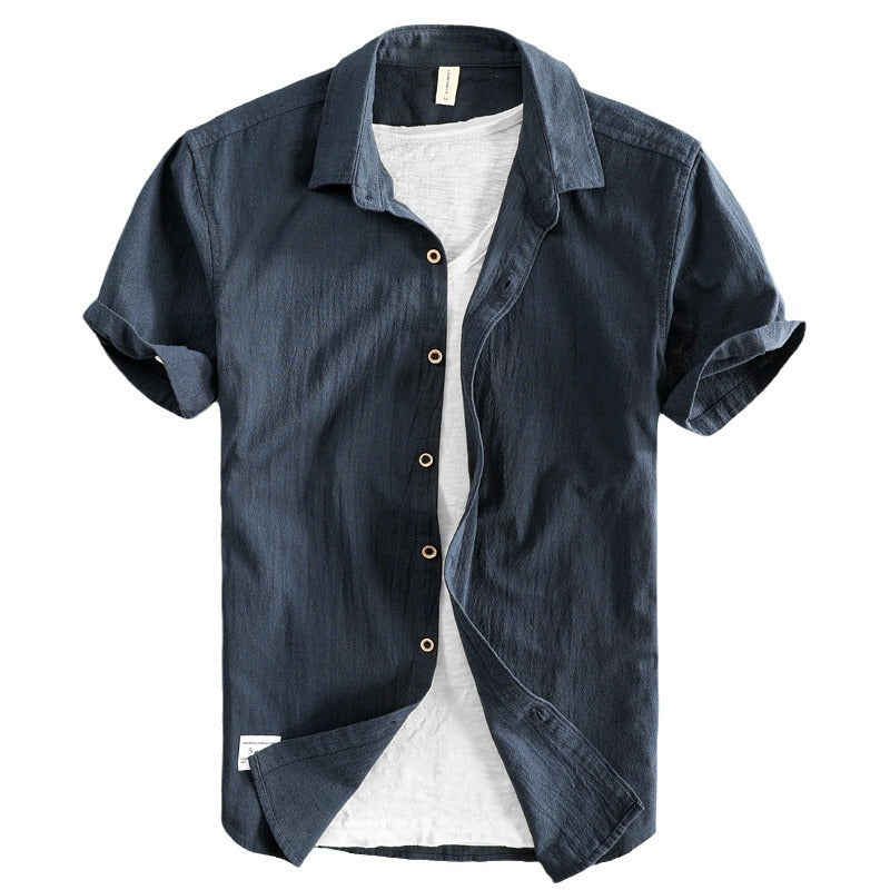 Men's Casual Short Sleeve Cotton Shirt