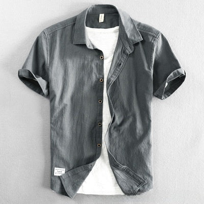 Men's Casual Short Sleeve Cotton Shirt