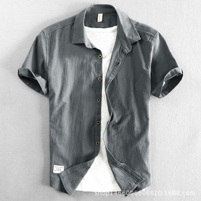 Men's Casual Short Sleeve Cotton Shirt