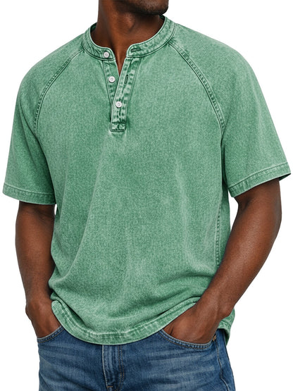 Men's Casual Short Sleeve Henley Shirt