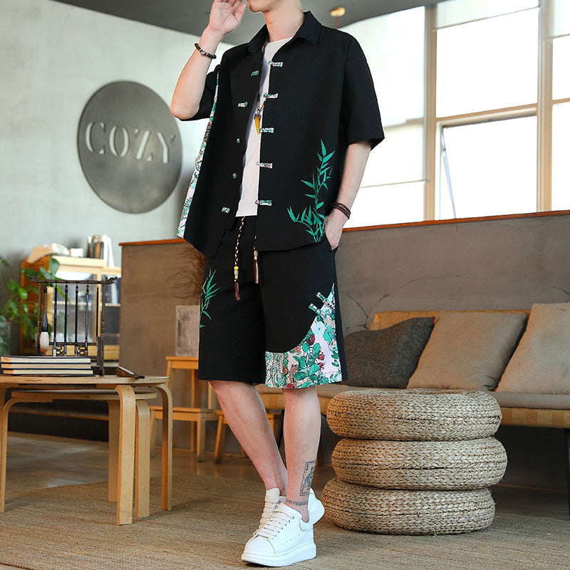 Men's Casual Short Sleeve Shirt and Shorts Set