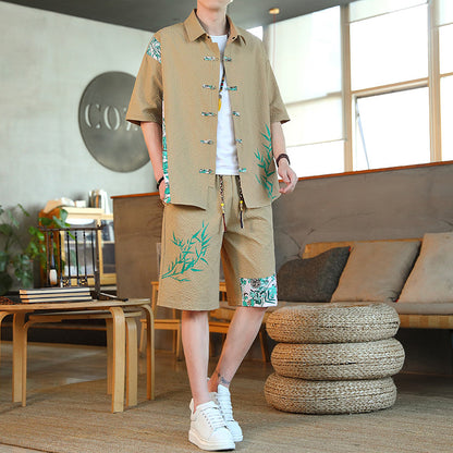 Men's Casual Short Sleeve Shirt and Shorts Set