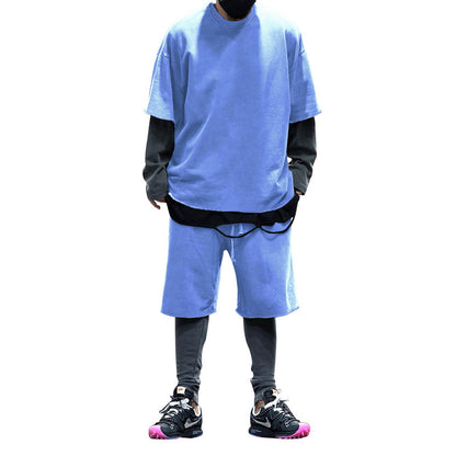 Men's Casual Short Sleeve Shorts Set