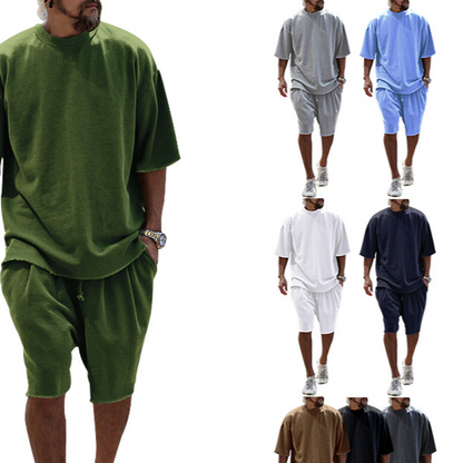 Men's Casual Short Sleeve Shorts Set