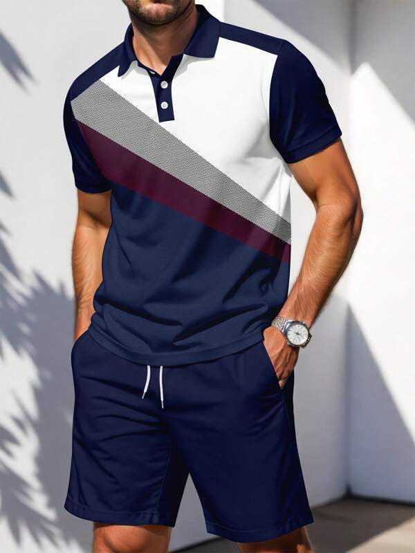 Men's Casual Short Sleeve Shorts Suit