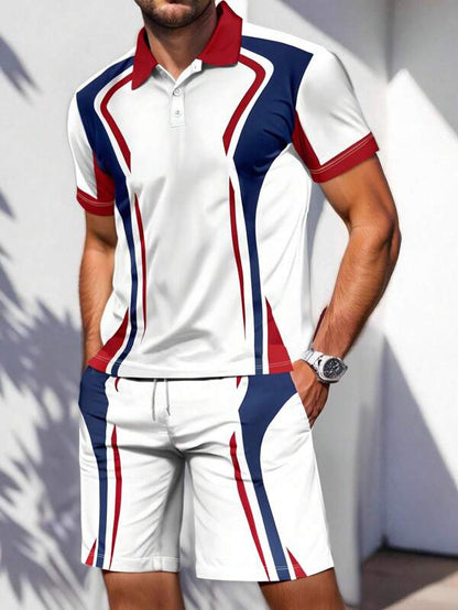 Men's Casual Short Sleeve Shorts Suit