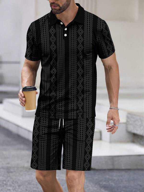 Men's Casual Short Sleeve Shorts Suit