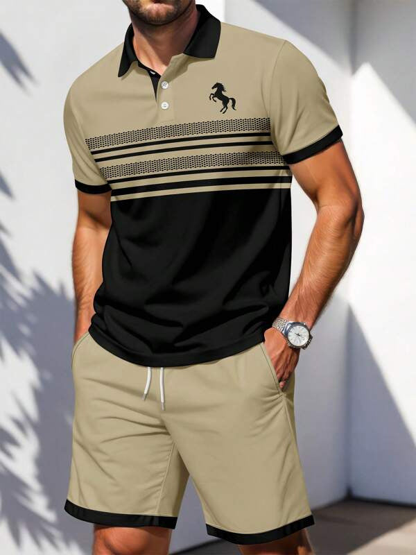 Men's Casual Short Sleeve Shorts Suit