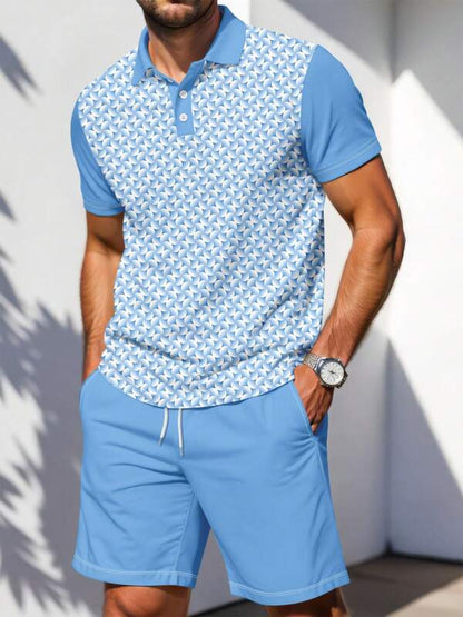 Men's Casual Short Sleeve Shorts Suit