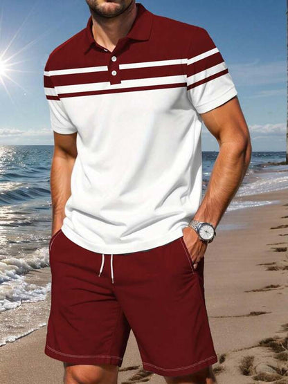 Men's Casual Short Sleeve Shorts Suit
